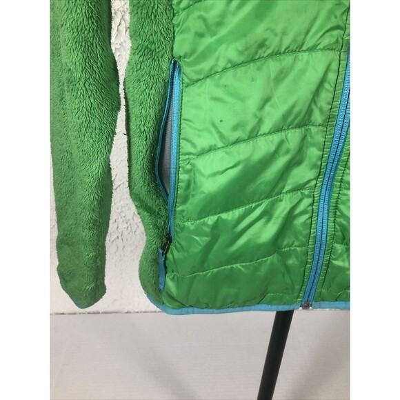 The North Face Girls Light Green Teal Fuzzy Fleece Pockets Zip Jacket Large - Picture 5 of 8
